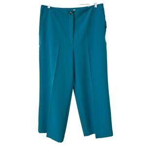 NWT Blue Sol Size 14 Teal Straight Leg Pants Slip Pockets Button Zipper Closure
